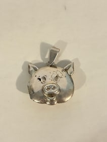 Vintage Sterling Silver pig Pendant