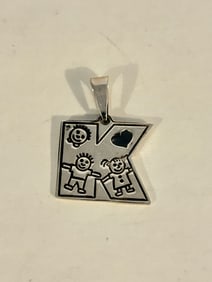 Vintage Sterling Silver K Pendant
