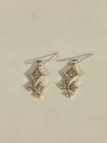 Vintage Sterling Silver rhinestone dangle Earrings