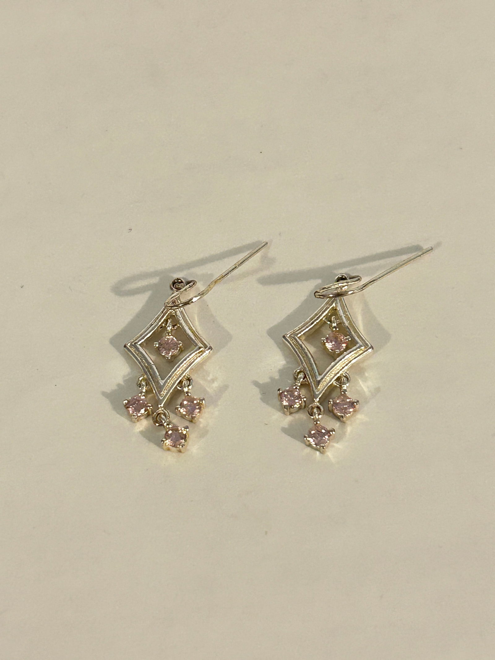 Vintage Sterling Silver rhinestone dangle Earrings (1 of 4)