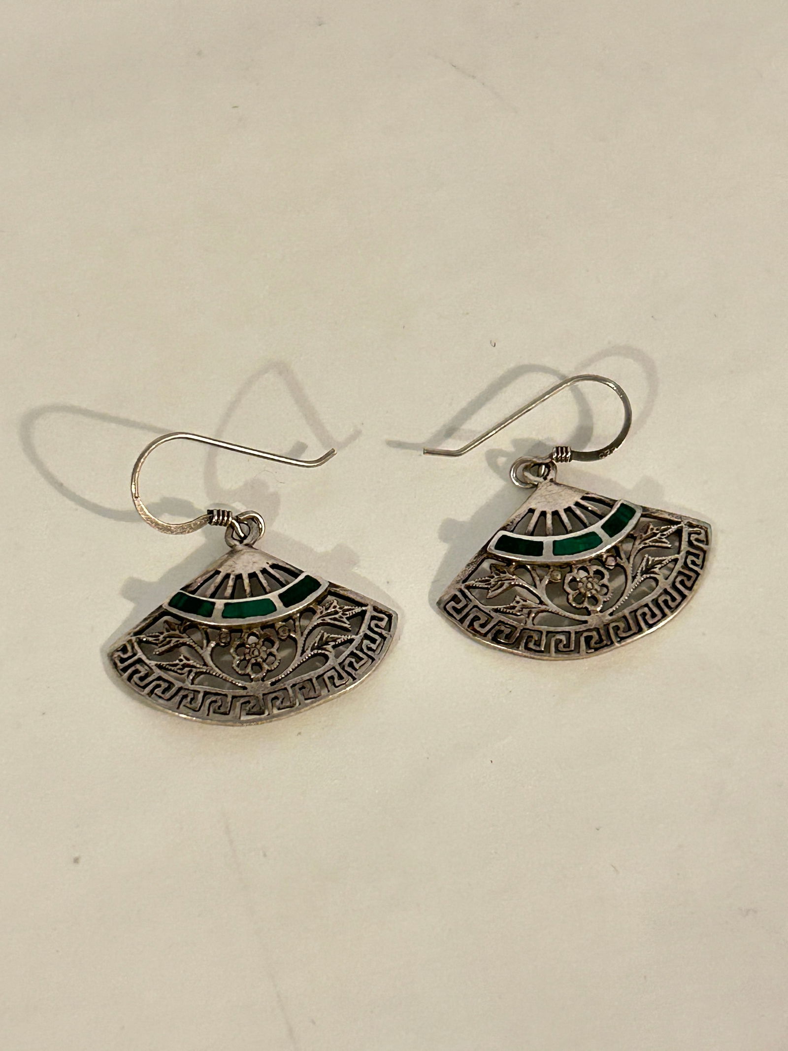 Vintage Sterling Silver fan Turquoise Earrings (1 of 5)