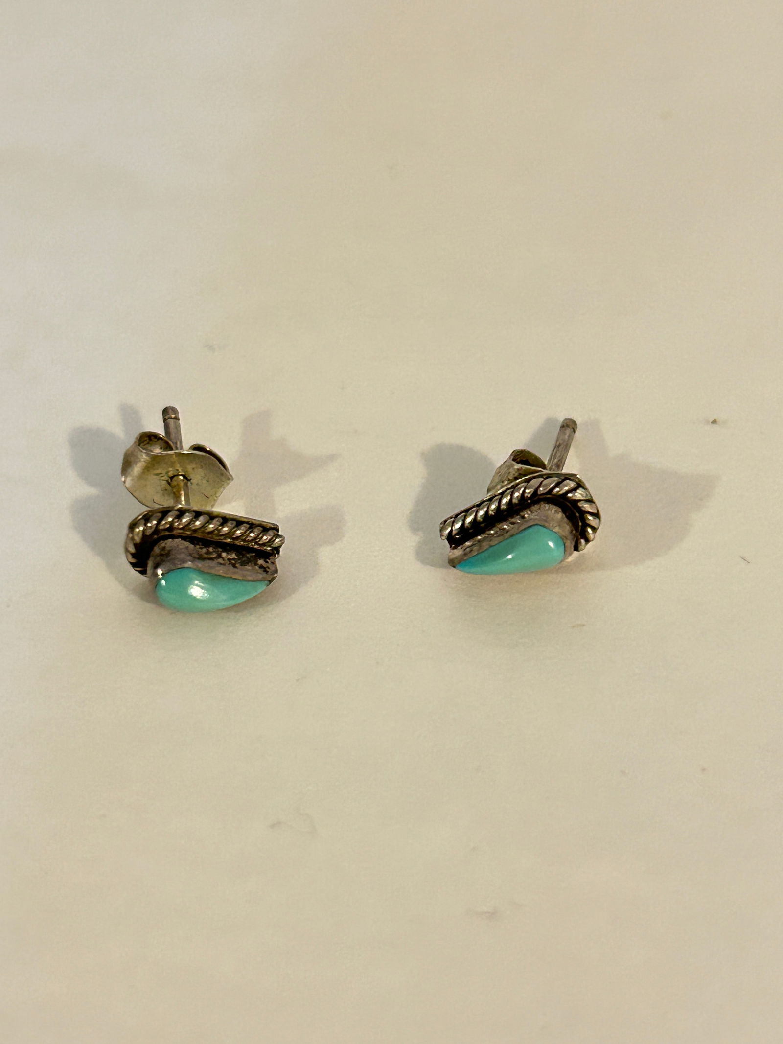 Vintage Sterling Silver Turquoise post Earrings (1 of 4)