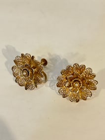 Vintage Sterling Silver Filigree Earrings