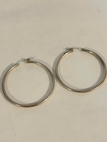 Vintage Sterling Silver large hoop Earrings