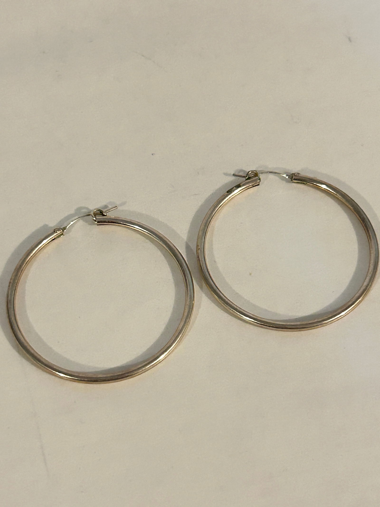 Vintage Sterling Silver large hoop Earrings (1 of 4)