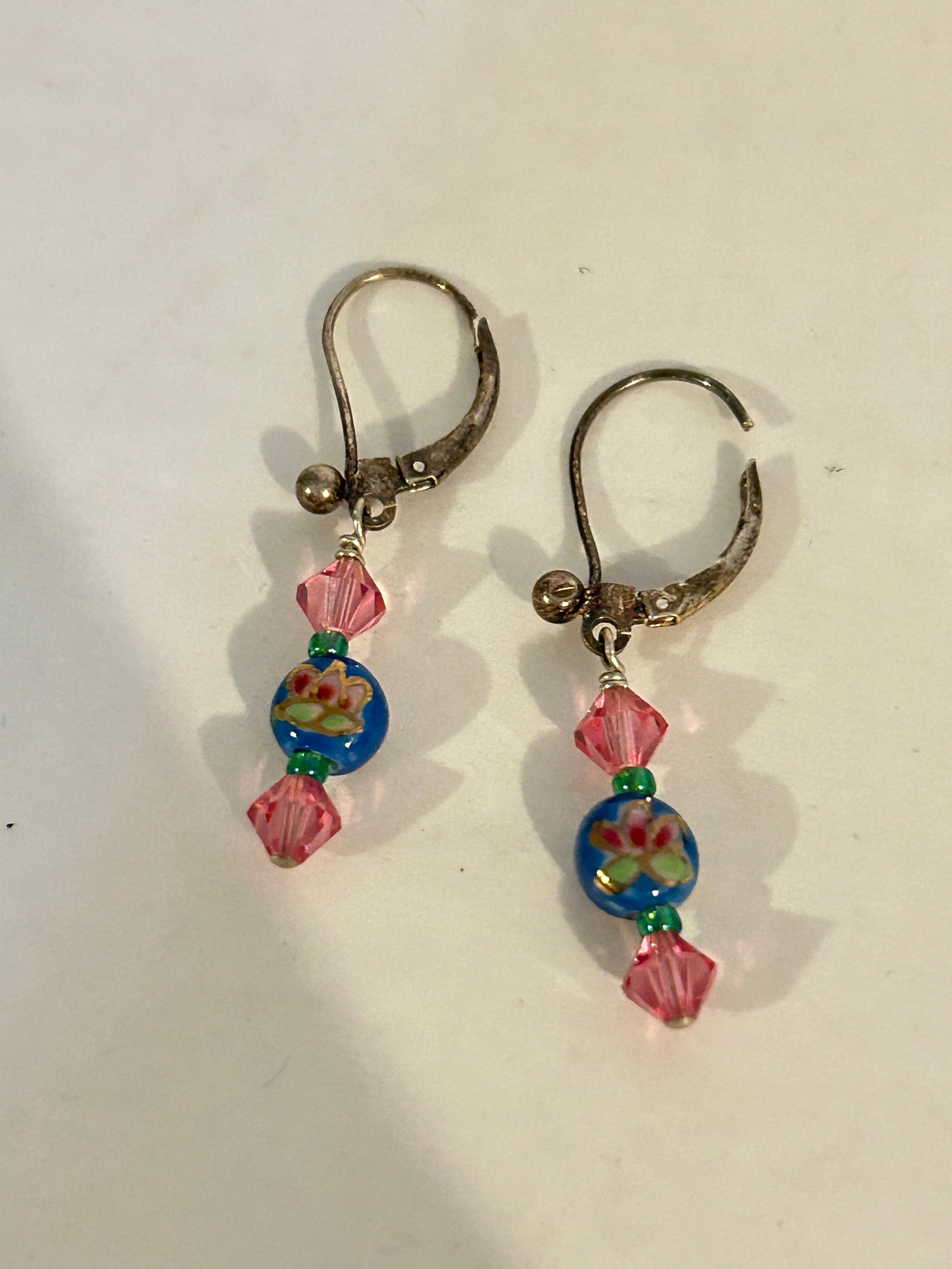 Vintage Sterling Silver Swarovski Crystal Murano Earrings: Vintage Sterling Silver Swarovski Crystal Murano Earrings Please view all photos as they are part of the description and condition of this Item, Feel free to contact me with questions or picture reque