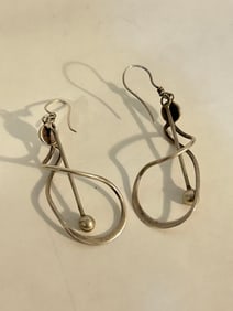 Vintage Sterling Silver Thailand modernist Earrings