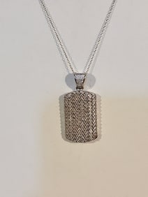 Vintage Sterling Silver Rhinestone pendant Necklace 18"