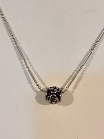 Vintage Sterling Silver Necklace & Pandora charm 17"