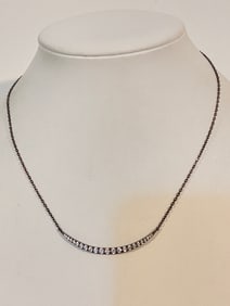 Vintage Sterling Silver rhinestone pendant Necklace 14"