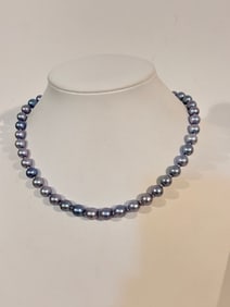 Vintage Silver 52 heavy pearl old Necklace 16"