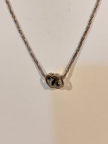 Vintage Sterling Silver Necklace & Pandora heart charm 23"