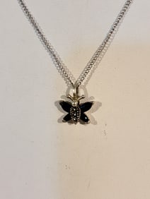 Vintage Sterling Silver butterfly pendant Necklace 18"