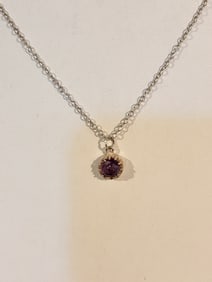 Vintage Sterling Silver Amethyst pendant Necklace 15"