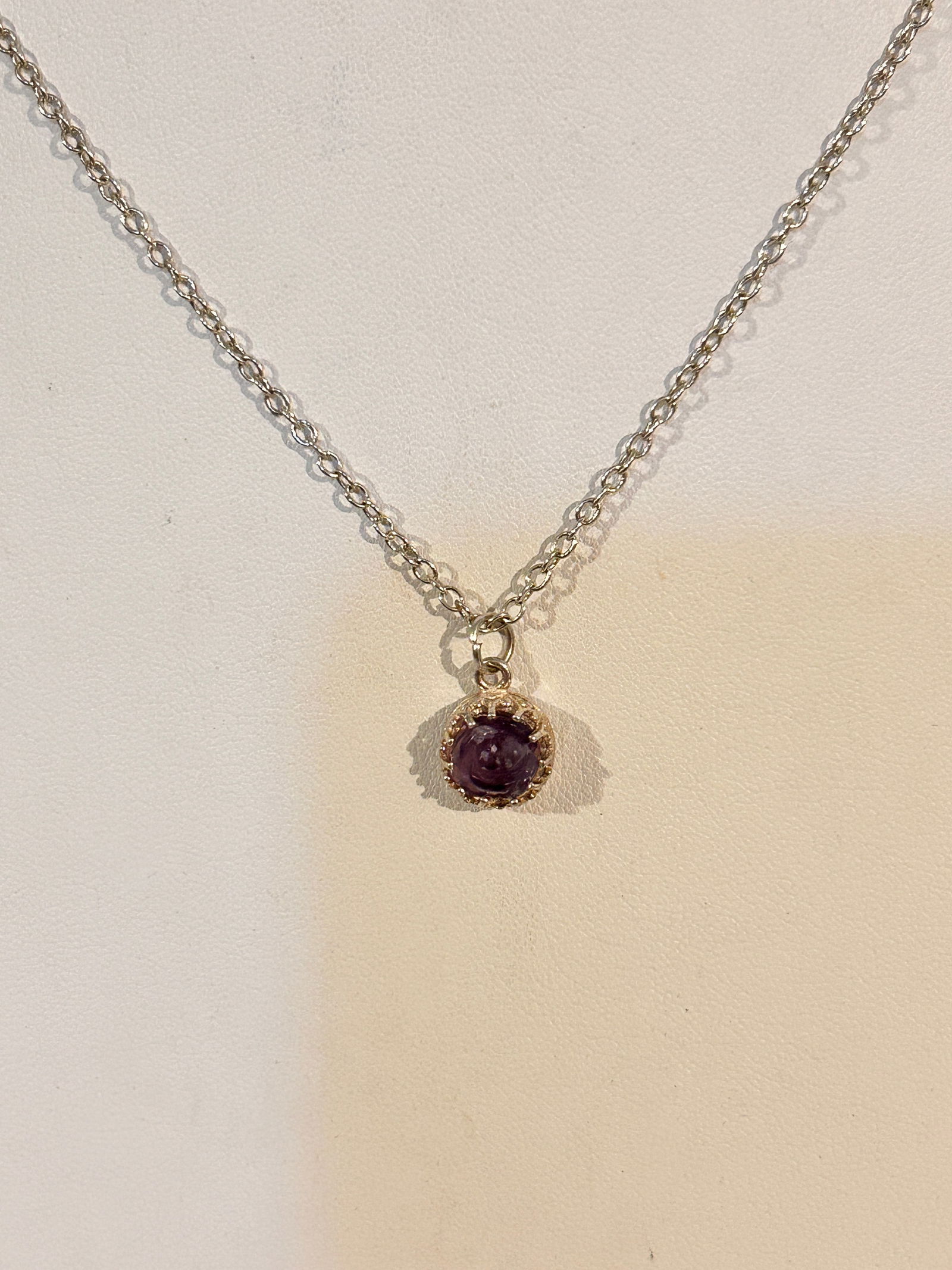 Vintage Sterling Silver Amethyst pendant Necklace 15" (1 of 4)