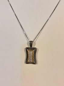 Vintage Sterling Silver Moissanite Pendant Necklace 17"