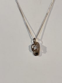 Vintage Sterling Silver Baby Shoe Pendant Necklace 24"