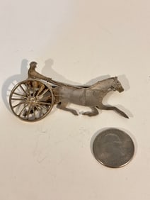 Vintage Sterling Silver large horse & buggy signed 3"