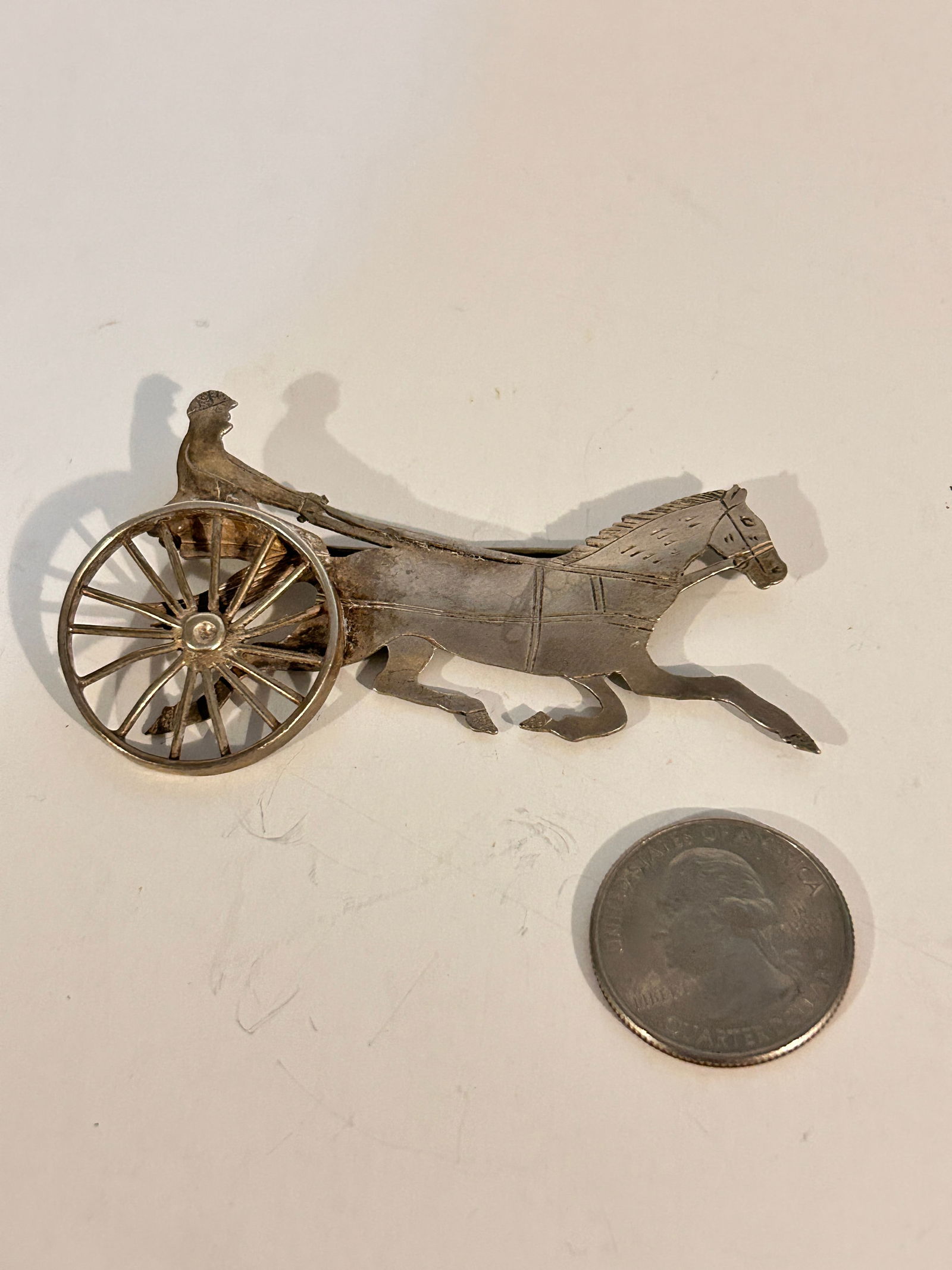 Vintage Sterling Silver large horse & buggy signed 3" (1 of 6)