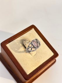 Vintage Sterling Silver Modernist Amethyst Ring sz 7