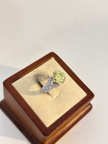 Signed Joe (Joseph) Esposito Espo Green Clear CZ Sterling Silver 925 Ring sz 7
