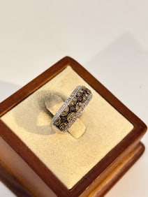 Vintage Sterling Silver JS Moissanite Ring sz 7
