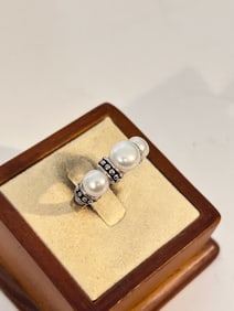 Vintage Sterling Silver Pearl heavy Ring sz 7