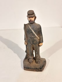 Vintage old cast iron military soldier 7 1/2"