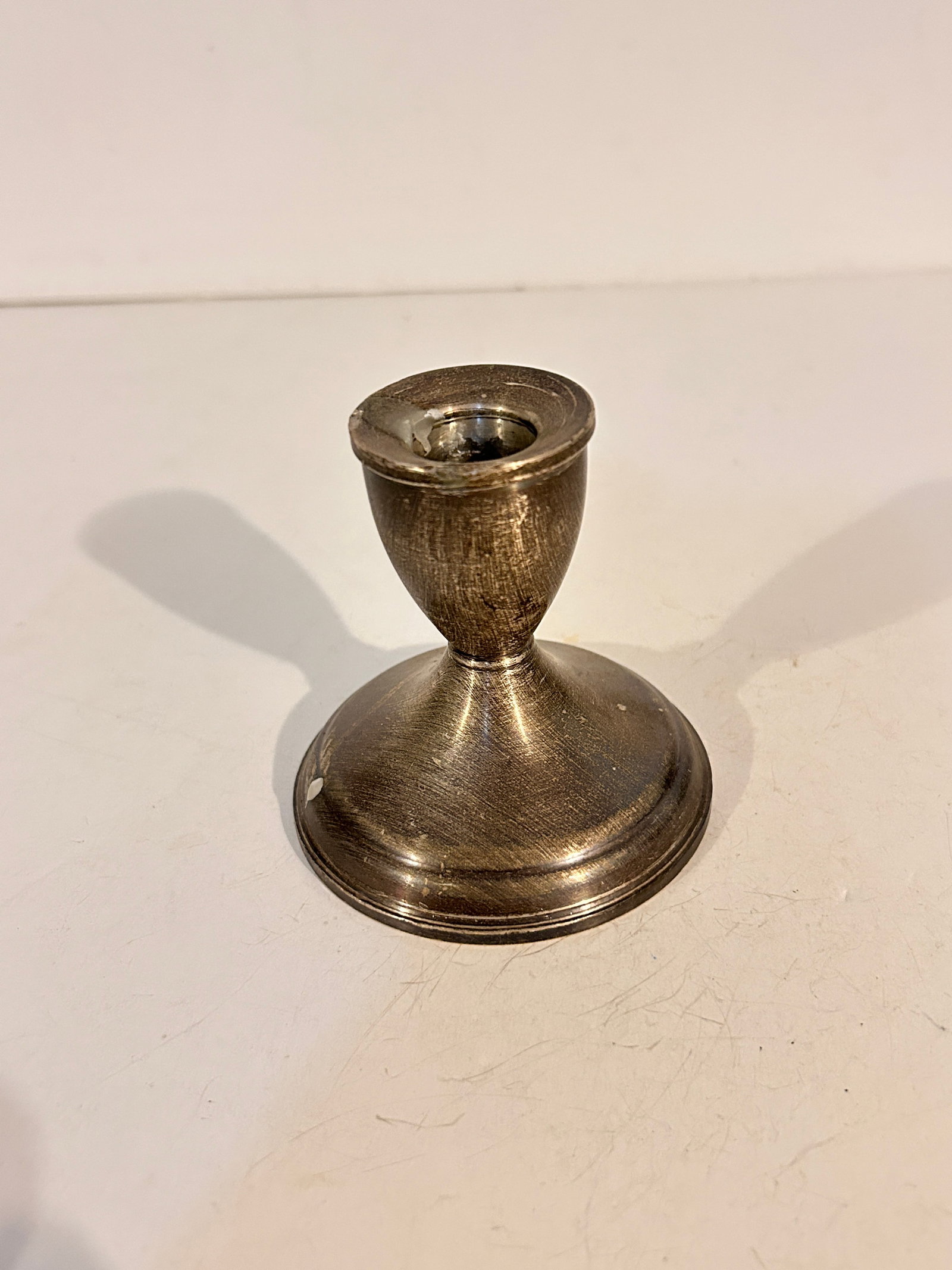 Vintage sterling silver weighted candle holder: Vintage sterling silver weighted candle holder Please view all photos as they are part of the description and condition of this Item, Feel free to contact me with questions or picture requests! Used I