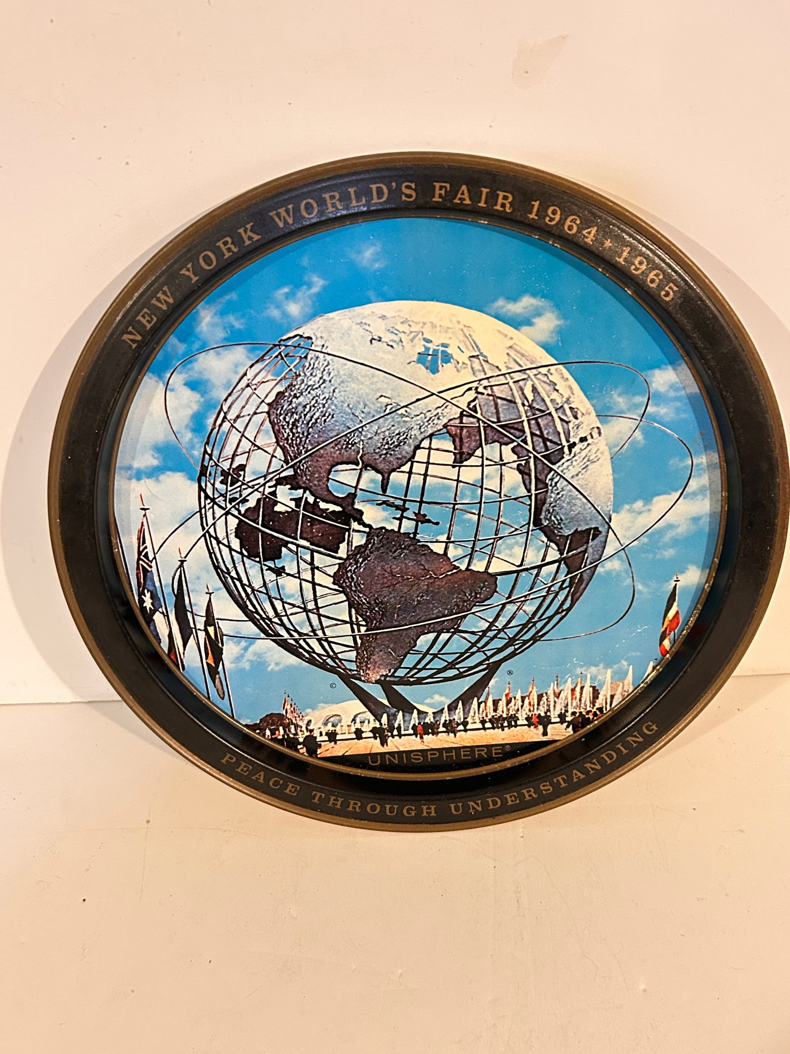 World's Fair 1964-65 Metal Tray New York City Souvenir Vintage 12": World's Fair 1964-65 Metal Tray New York City Souvenir Vintage 12" Please view all photos as they are part of the description and condition of this Item, Feel free to contact me with questions or pict