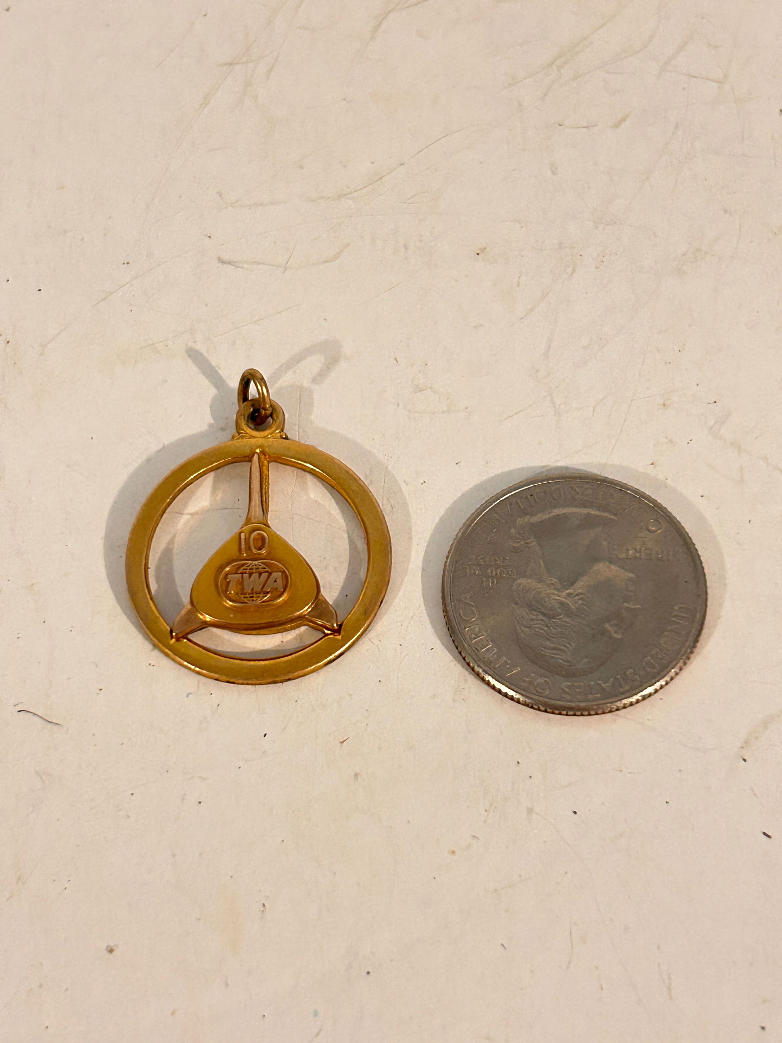 Vintage Vintage TWA Airlines Gold 10 Year Service pin LGB 1/5 10k Gold (1 of 4)