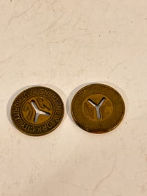 2 Vintage New York City Transit Authority Tokens