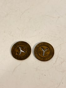 2 Vintage New York City Transit Authority Tokens