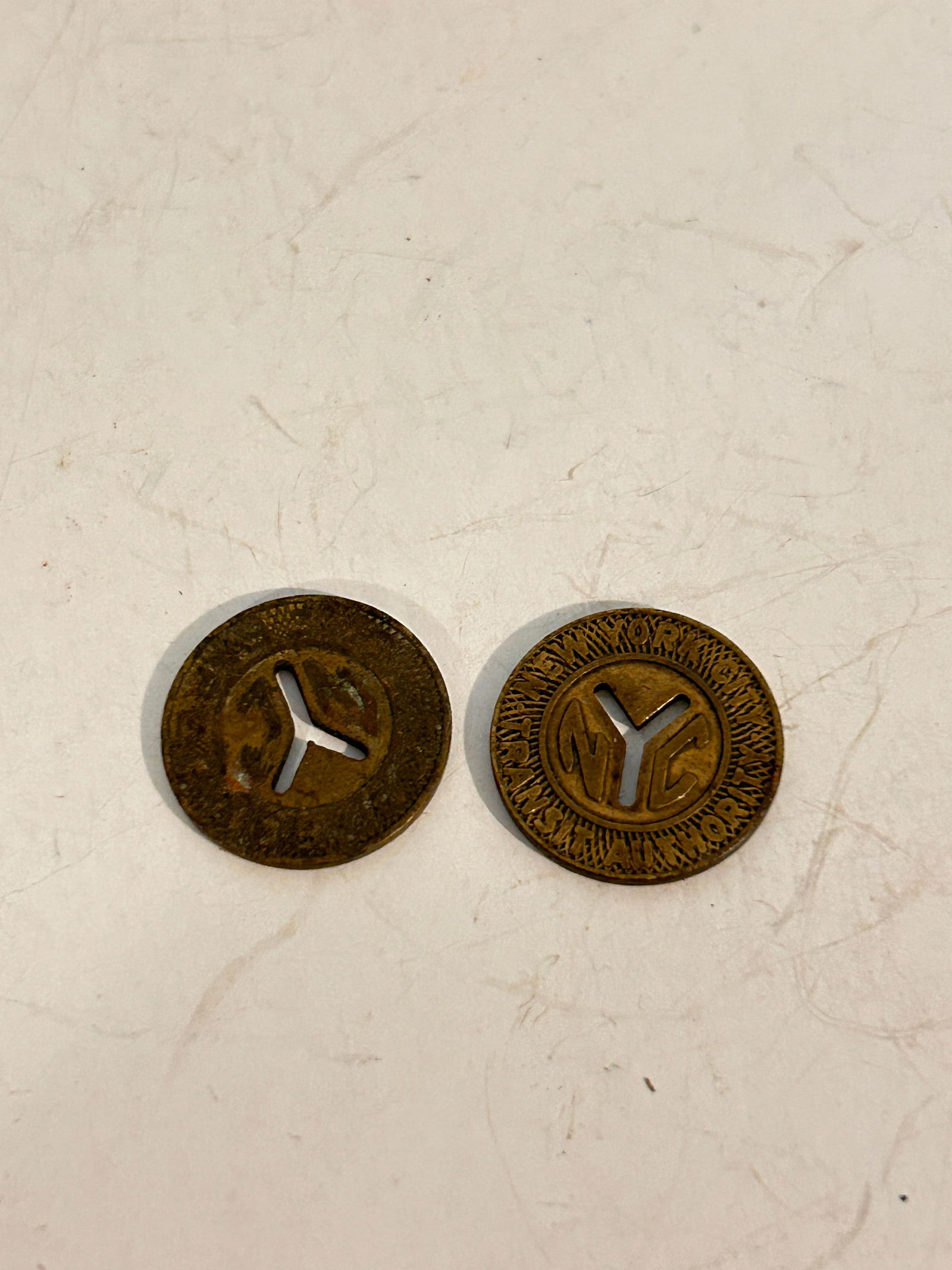 2 Vintage New York City Transit Authority Tokens (1 of 3)