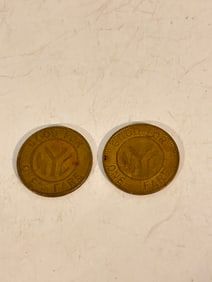 2 Vintage New York City Transit Authority Tokens