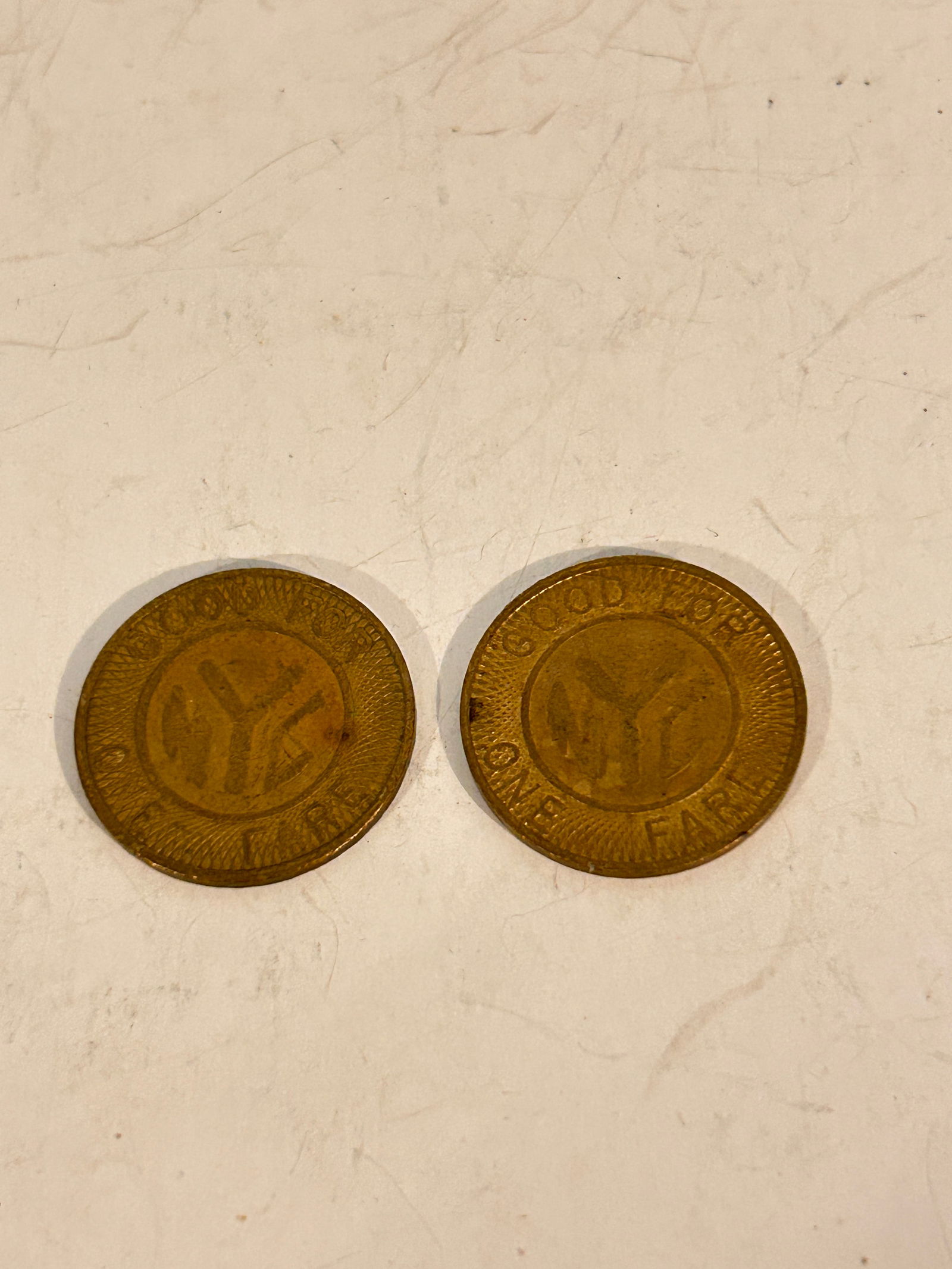 2 Vintage New York City Transit Authority Tokens (1 of 4)