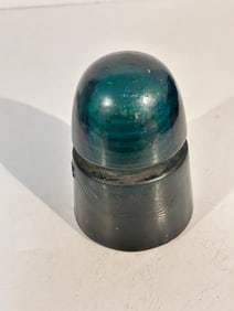 Vintage Green Antique Glass Insulator marked with a B