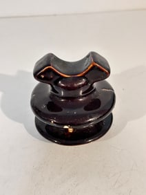 Vintage Brown Porcelain Ceramic High Voltage Insulator