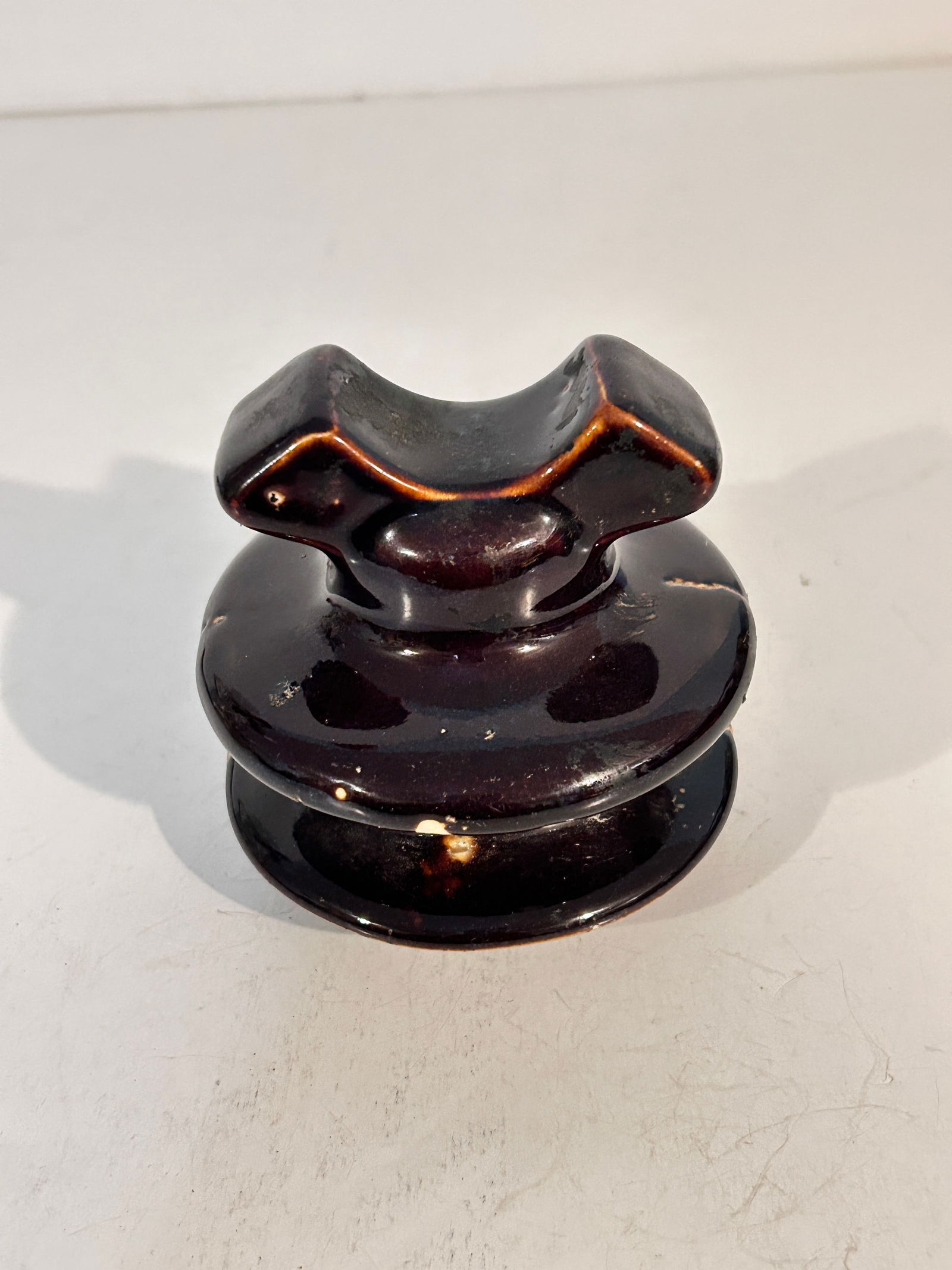 Vintage Brown Porcelain Ceramic High Voltage Insulator (1 of 4)