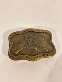 Vintage Brass American Heritage belt buckle Metal Craft 1977