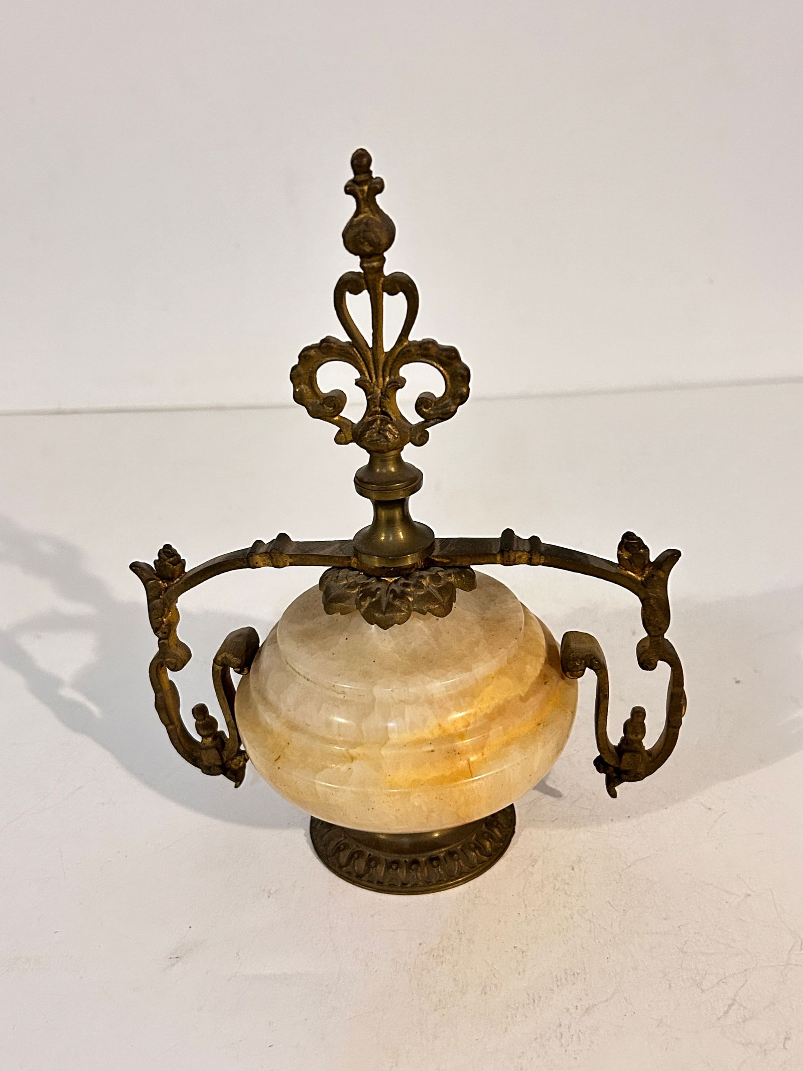 Vintage Paperweight Marble Alabaster Brass 8" (1 of 4)