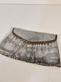 1940s Vintage Whiting & Davis Purse Silver Bag Clutch Mesh 9 x 6