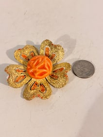Vintage art Large Flower Brooch