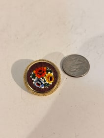 Vintage italian mosaic flower Brooch