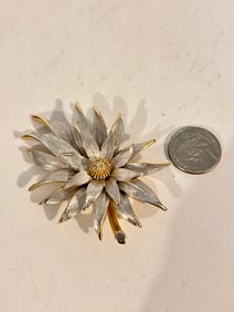 Vintage Pastelli Silver with Gold Center floral Brooch
