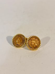 Vintage gold tone indian head penny 1903 & 1896 cuff links