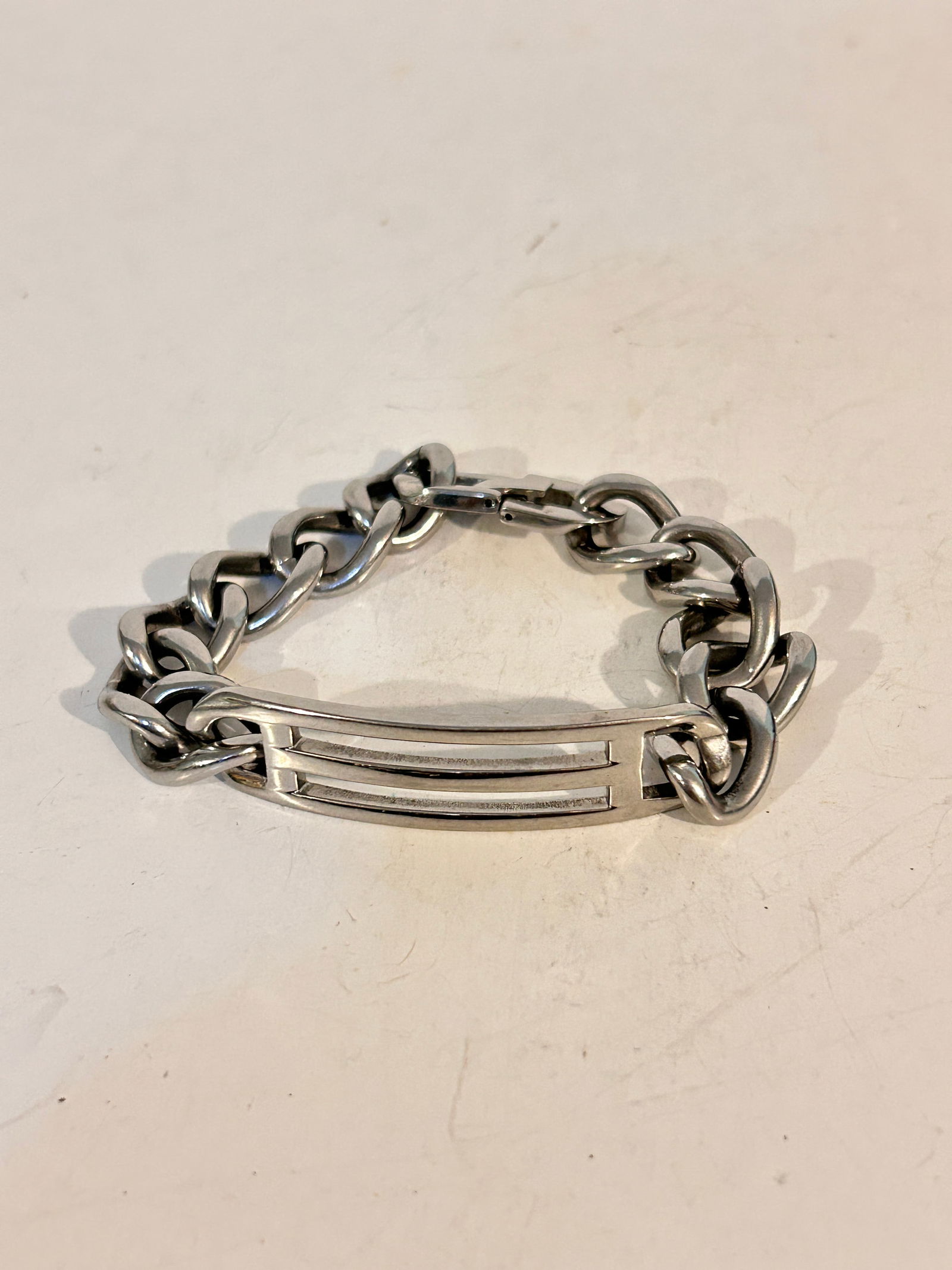 Vintage Stainless Steel link Bracelet sz 8" (1 of 4)
