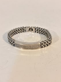Vintage Stainless Steel Rhinestone Bracelet sz 8"