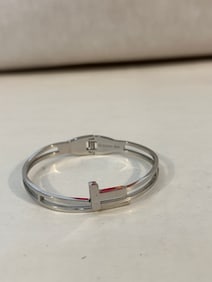 Vintage Stainless Steel hinged Bracelet sz 8" marked W