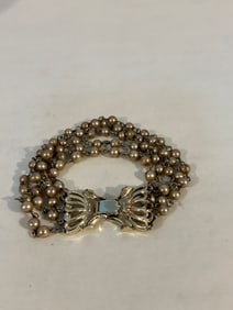 Vintage old Lisner beaded pearl Bracelet sz 7"